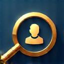 Icon representing a targeted search with a magnifying glass